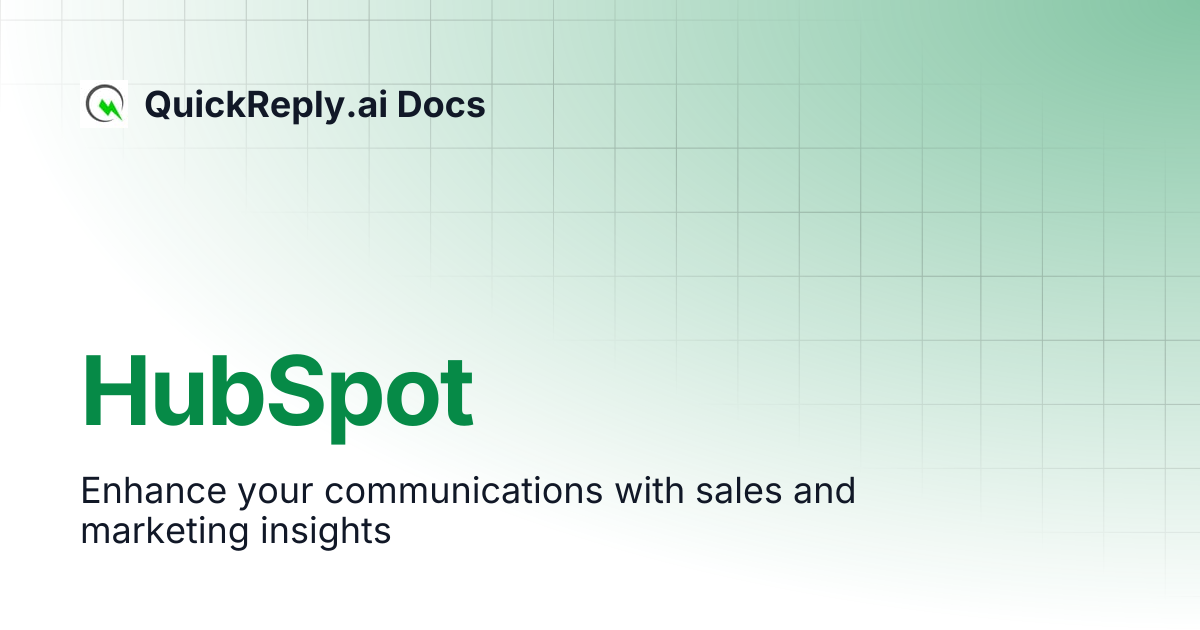 HubSpot | QuickReply.ai Docs