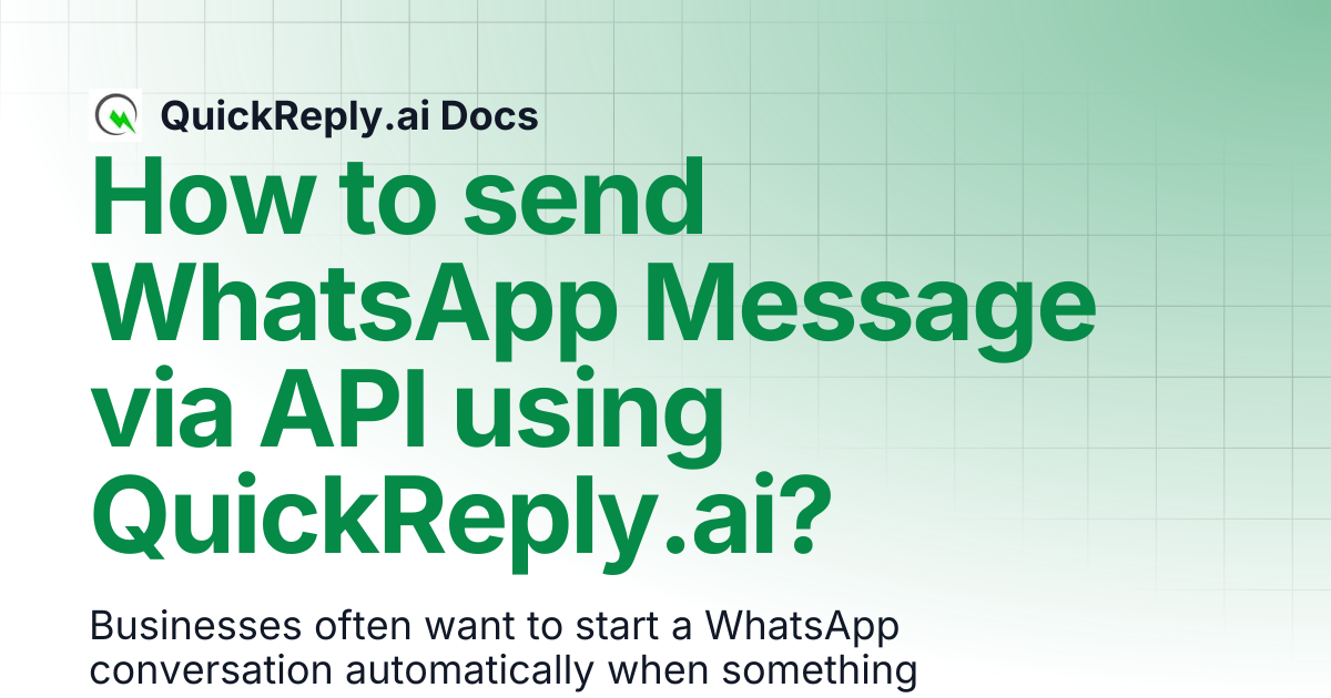 How to send WhatsApp Message via API using QuickReply.ai? | QuickReply ...