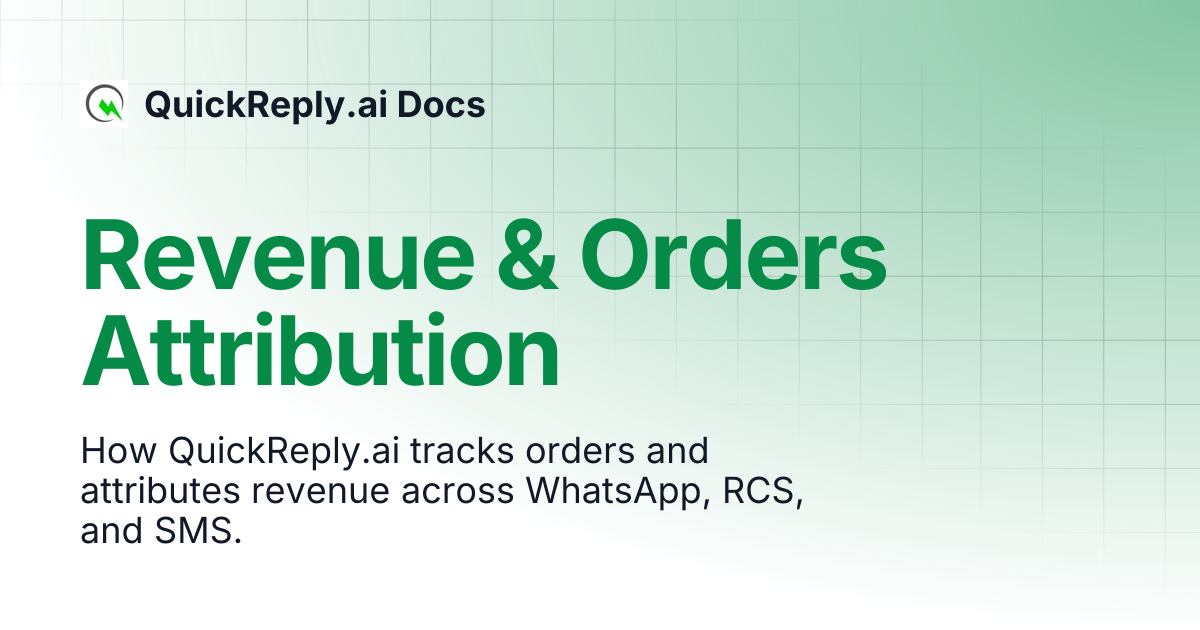 Revenue & Orders Attribution | QuickReply.ai Docs