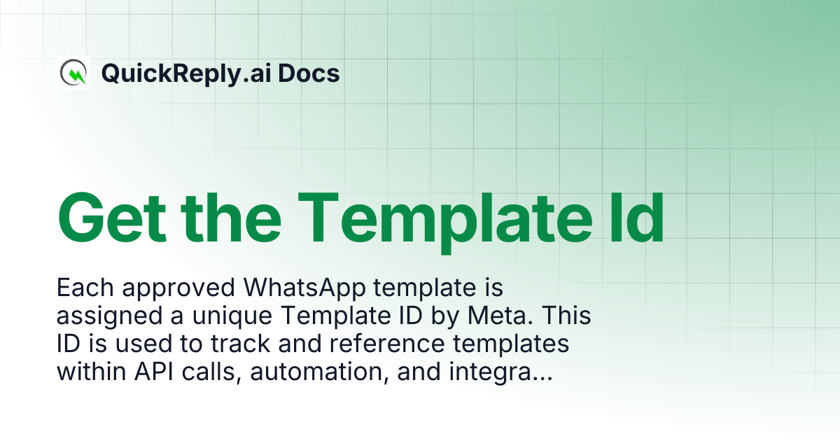Get the Template Id | QuickReply.ai Docs