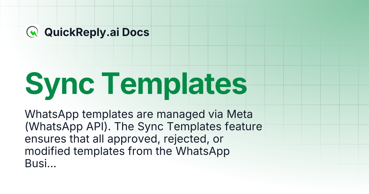 Sync Templates | QuickReply.ai Docs