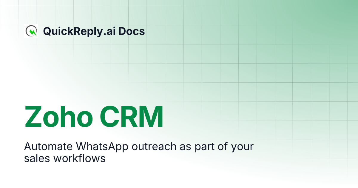 Zoho CRM | QuickReply.ai Docs
